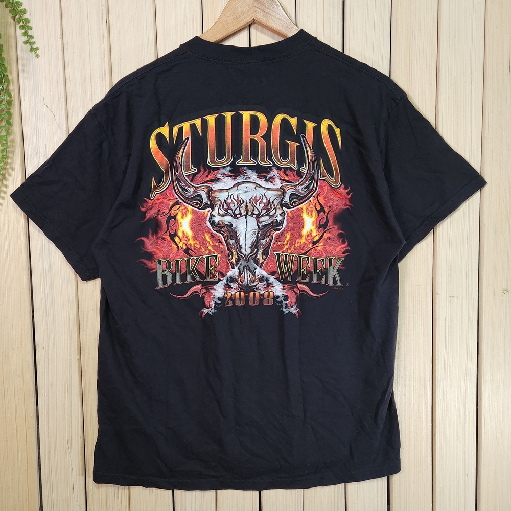 Graphic T shirt Delta Sturgis Bike Week 2008 Tee Black Size L.